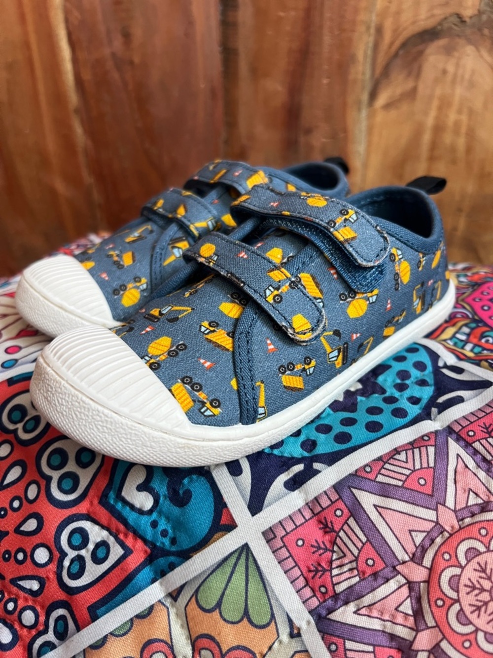 jumping beans Blue Kids Canvas Sneakers with Yellow Construction Print